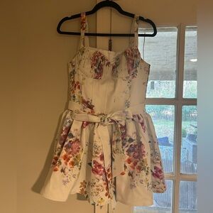 Floral Print Mini Dress with Belt